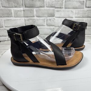 B.O.C. Born Maci Women's Size 8 M Black Ankle Strap Toe Loop Flat Sandals